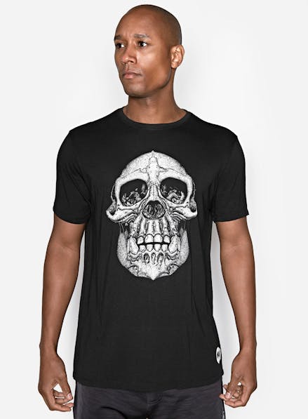 Chimp Skull Bamboo T-Shirt Black/White