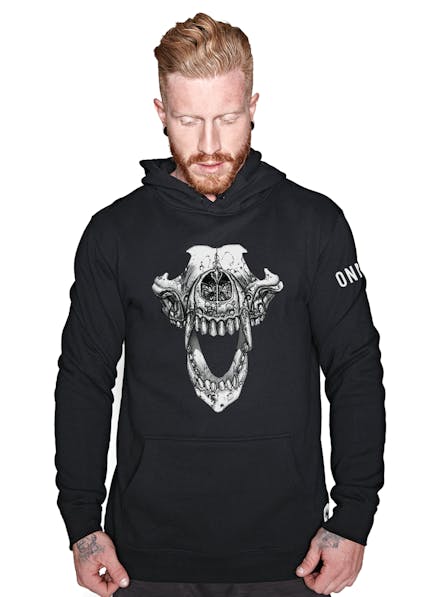 Wolf Skull Hooded Sweatshirt Black/White