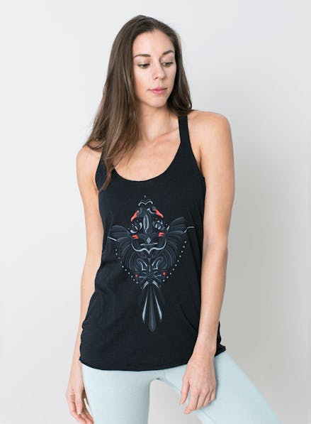 Swan Bloom Racerback Black/Red