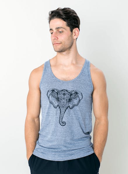 Elephant Tri-Blend Tank Top Gray Heather/Black