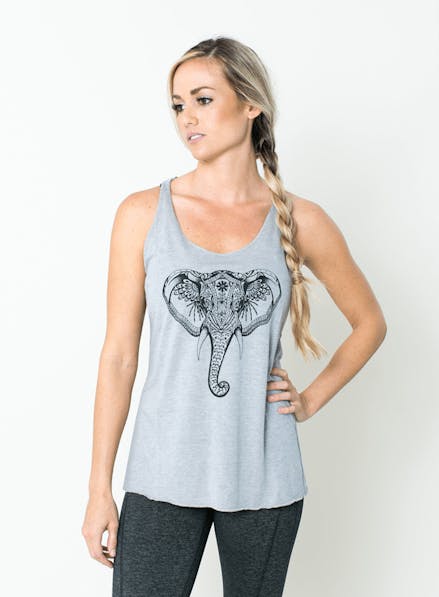 Elephant Tri-Blend Racerback Gray Heather/Black