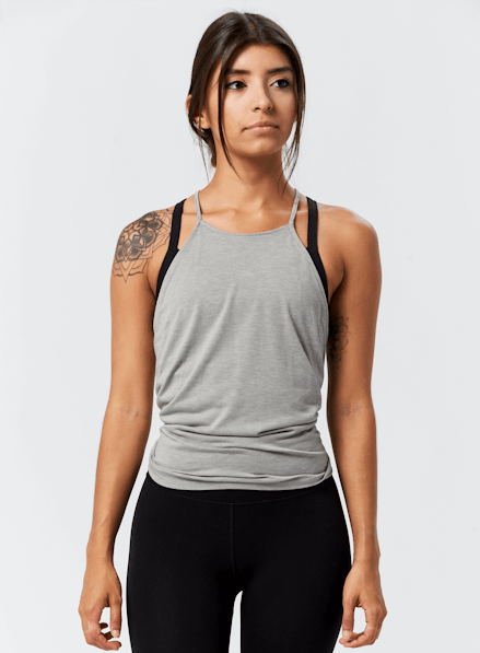Onnit Minimal Flowy Halter Tank Stone Heather/Gray