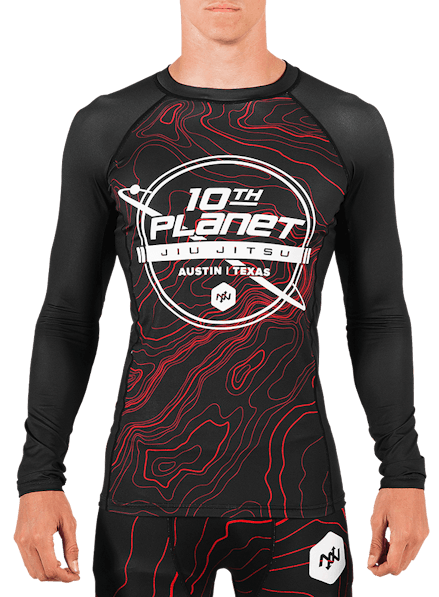 10PATX Compression Rashguard Red Topography/White