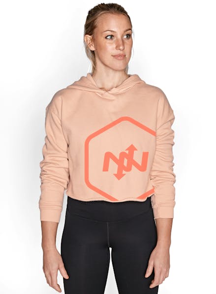 Hex Outline Cropped Hoodie Peach/Peach