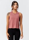 Mini Hex Cropped Racerback Tank Heather Mauve/Red