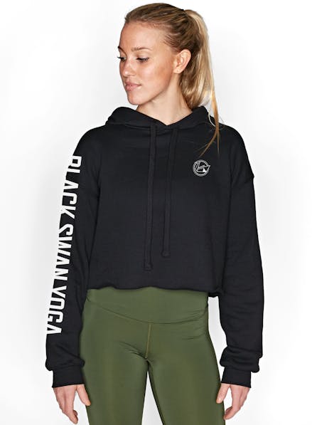 BSY Linear Cropped Hoodie Black/White