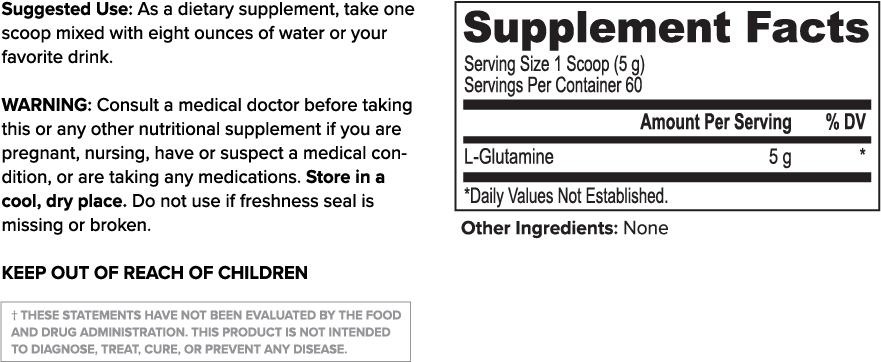 Glutamine Supplement Facts