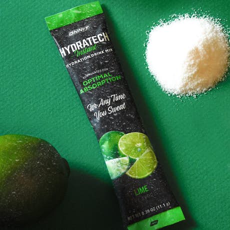 HYDRATech™ Instant lime opened packet next to powder.