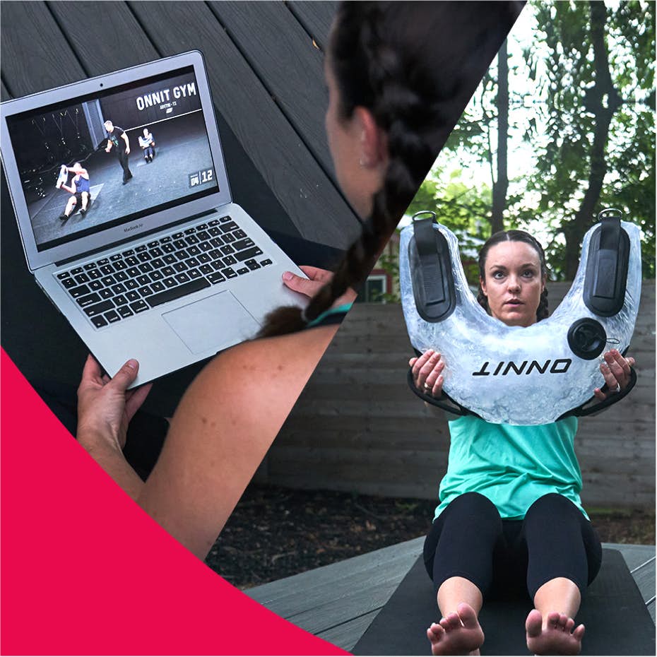 Woman using hydrocore on yoga mat